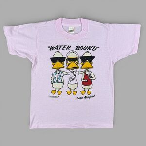 Vtg Lake Norfork Youth T-Shirt 80s Water Bound Pink Made in USA Sz Kids 10-12